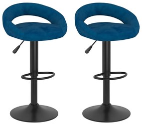 Sgabelli Da Bar 2 Pz Blu İn Velluto /