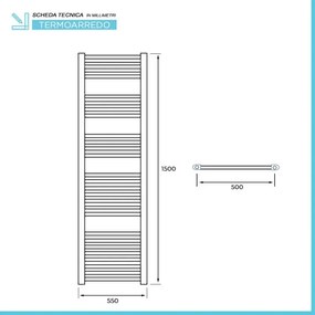 Termoarredo scaldasalviette cromato 55x150 interasse 50 cm