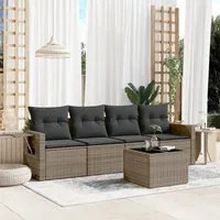 Set Divano da Giardino 5 pz con Cuscini Grigio in Polyrattan 3219889