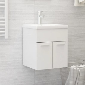 Mobile Con Lavabo Integrato Bianco Lucido İn Legno Multistrato /