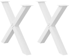 Gambe Tavolo Pranzo Forma X 2pz Bianco 90x(72-73)cm Acciaio /