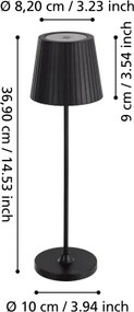 Eglo 75794 - Lampada da tavolo da esterno dimmerabile CABOZO LED/3,8W/5V 2000 mAh IP44 nera