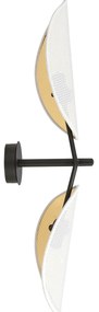 Applique 2 Luci Eridano A Braccio In Acciao Nero Bianco E Oro