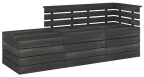 Set Divani da Giardino su Pallet 3 pz Legno Pino Grigio Scuro