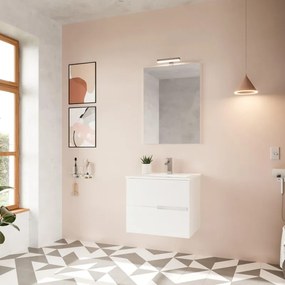Mobile sottolavabo e lavabo con illuminazione Eva per vasca centrale bianco in mdf L 60 x H 51 x P 46 cm 2 cassetti