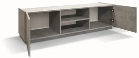 Porta Tv FAVIGNANA in legno, finitura in grigio cemento, piano effetto marmo statuario, 160&#215;45 cm