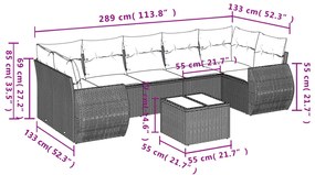 Set divano da giardino 8 pz con cuscini grigio in polyrattan