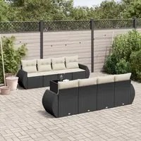 Set Divani da Giardino 9 pz con Cuscini Nero in Polyrattan 3221145