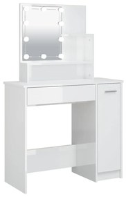 Toeletta con led bianco lucido 86,5x35x136 cm