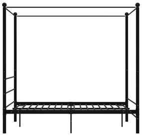 Letto a Baldacchino Nero in Metallo 140x200 cm