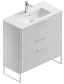 Mobile sottolavabo e lavabo Quadra per vasca centrale bianco in mdf L 80 x H 93 x P 39 cm 3 cassetti