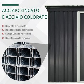 Casetta Box da Giardino in Lamiera per Deposito Attrezzi 163x89x182 cm  Nero...