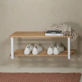 Scarpiera bianca/di colore naturale in metallo da parete 71x26x34 cm Marco – Spinder Design