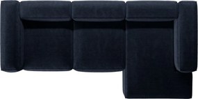 Divano angolare blu scuro (con penisola a destra/con chaise lounge) con rivestimento in velluto a coste Bergamo – Cosmopolitan Design