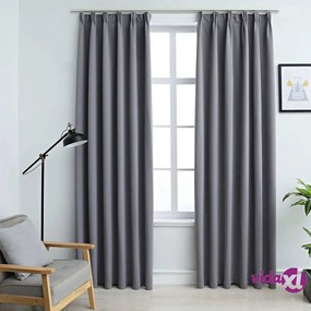 vidaXL Tende Oscuranti con Ganci 2 pz Grigie 140x175 cm