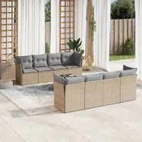 Set Divano da Giardino 9 pz con Cuscini Beige in Polyrattan 3217309