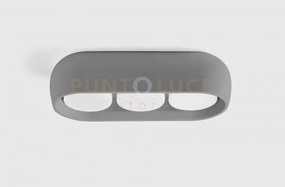 Mysia lampada da soffitto 3 luci grigia ral 7039 in gesso