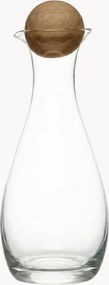 Set di 2 bottiglie aceto e olio in vetro soffiato con tappo in legno di quercia Nature