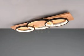 Plafoniera barca led tripla ellisse metallo bianco e legno naturale...