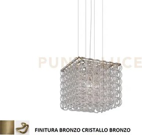 Giogali sospensione cub cristallo bronzo e bronzo opaco 3 luci att...