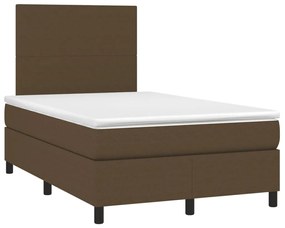 Letto a molle materasso e led marronescuro 120x190cm in tessuto