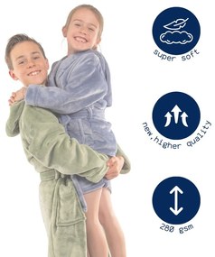 Accappatoio per bambini verde in micropile Delux – Tiseco Home Studio