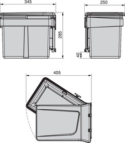 Pattumiera Differenziata per Anta Mobile Cucina 15L Apertura Automatica Emuca Grigio Antracite...
