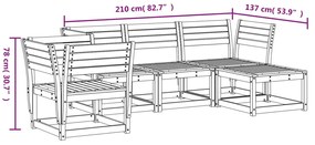 Set Divani Giardino 6 pz con Cuscini in Legno Massello di Pino