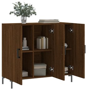 Credenza rovere marrone 90x34x80 cm in legno multistrato