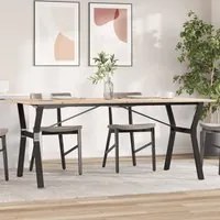 Tavolo da Pranzo Telaio a Y 180x90x75 cm Massello Pino e Ghisa 3282722