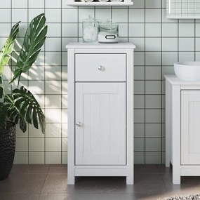 Mobile Da Bagno Berg Bianco 40x34x80 Cm Legno Massello Di Pino /