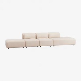 Divano Componibile In 3 Pezzi Con Chaise Longue Destra E Pouf Fogler Ciniglia Crema Beige - Sklum