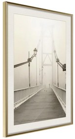 Poster  Bridge Disappearing into Fog  Cornice Quadri Cornice d'oro con passe-partout, Larghezza x Altezza Home decor 30x45