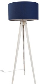 Lampada da terra a treppiede bianca con paralume in tessuto blu scuro 50 cm - Tripod Classic