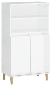 Credenza Bianco Lucido 60x36x110 cm in Legno Multistrato