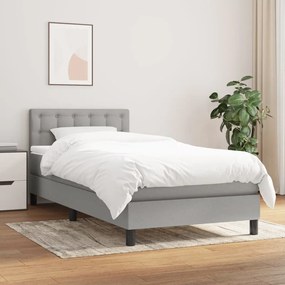 Giroletto A Molle Con Materasso Grigio Chiaro 90x200 Cm Tessuto /