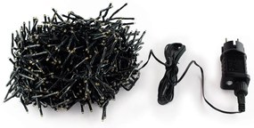 Catenaria Natalizia LED 33m MONOFLASH Cavo VERDE IP44 Colore Bianco Caldo 2600 °K