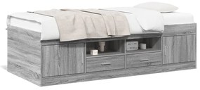 Divano letto con cassetti grigio sonoma 90x190 cm multistrato