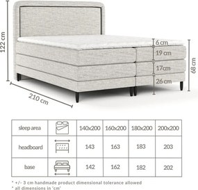 Letto boxspring marrone chiaro 160x200 cm Dove - Maison de Rêve