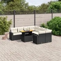 Set Divani da Giardino 9 pz con Cuscini Nero in Polyrattan 3271238