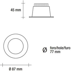 Vivida faretto inc.tondo bianco ledcob 5w 350lm