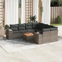 Set Divano da Giardino 9 pz con Cuscini Grigio in Polyrattancod mxl 88045