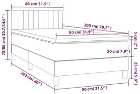 Giroletto a Molle con Materasso Grigio Scuro 80x200 cm Tessuto