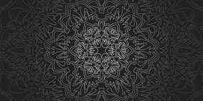 Quadro su tela – Mandala ornamentale in bianco e nero