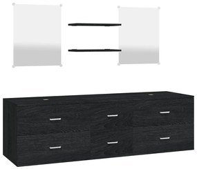 Set mobili da bagno 5 pz nero in legno multistrato