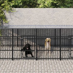 Gabbia Per Cani Da Esterno Con Tetto İn Acciaio 15,02 M² /