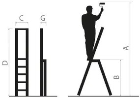 Scala in acciaio con 5 gradini e peso di 125 kg