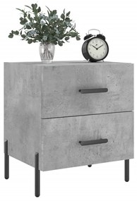 Comodini 2 pz grigio cemento 40x35x47,5 cm in legno multistrato