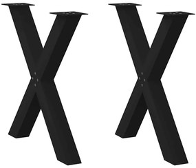 Gambe Tavolo Pranzo A Forma X 2 Pz Nero 80x(72-73) Cm Acciaio /