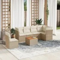 Set Divani da Giardino 7 pz con Cuscini Beige in Polyrattan 3223664